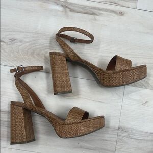 Marc Fisher Tan Platform Block Heel Sandals